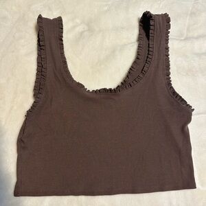 American Eagle Ruffle Strap Cropped Tank Top